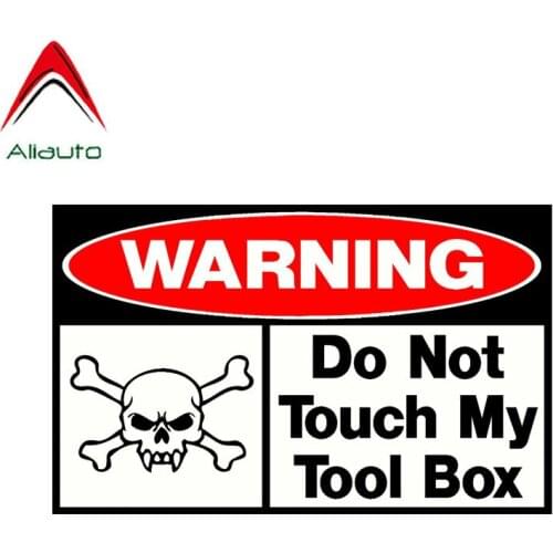 Aliauto Warning Funny Car Sticker Do Not Touch My Tool Box Skull PVC Waterproof Sunscreen Anti-UV Decal Accessories,16cm*9cm