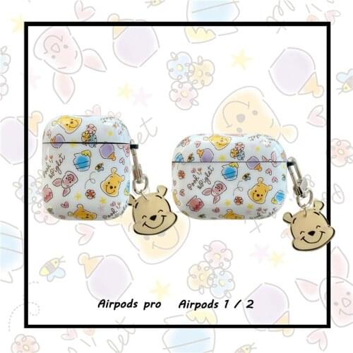 Cartoon Cute Pooh Airpods Pro Protective Cover Apple Wireless Headset Case Silicone Soft Shell Fashionable Pendant