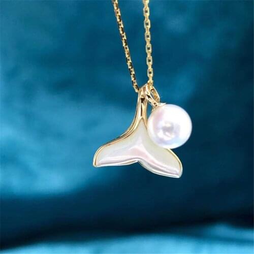 DIY pearl accessories 925 silver Blank pearl Sets of Chain Setting Base empty pendant chain with