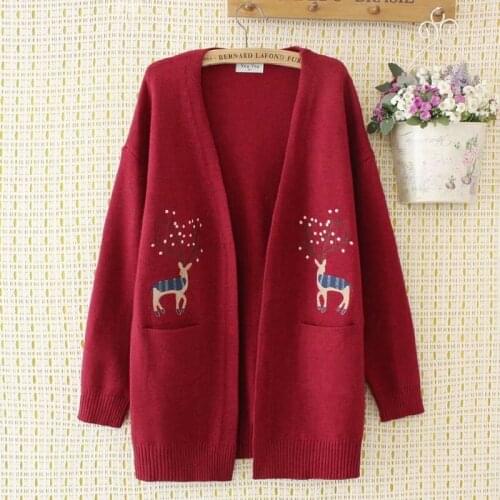 Plus Size 2XL-4XL Womens Cardigan Long winter sweater Cute Embroidery Oversized Outwear oversized sweater cute sweater