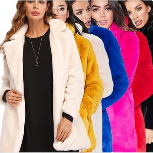 Winter Jacket 2019 Long Womens Faux Fur Coat Winter Warm Thick Soft Rabbit Fur Coat Loose Faux Mink fur Cardigan Outerwear