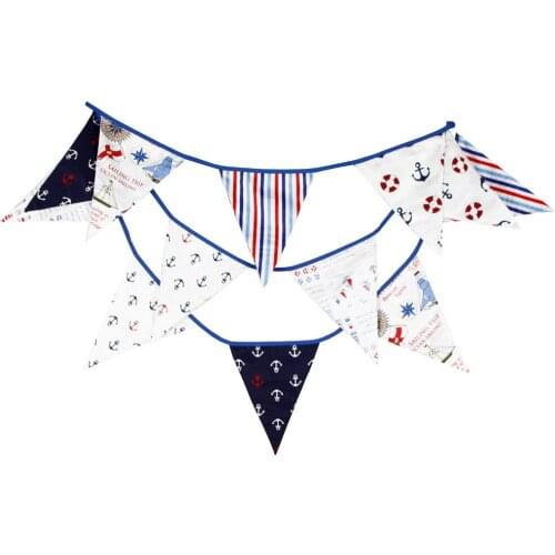 1pcs 3.6M Children Birthday Party Theme Decorate Cotton Bunting Pennant Party Sailor Banners Home Baby Room Decoration Flags
