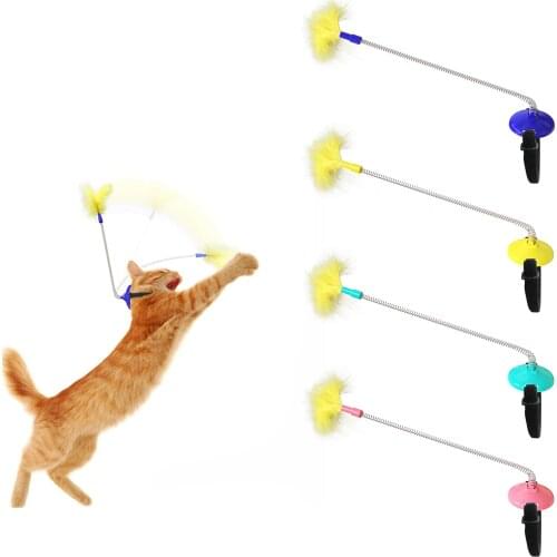 1pcs Self-amused Cat Toy Telescopic Interactive Funny Cat Feather Head-mounted Bounce Stick Toys Pet Supplies Accessories New