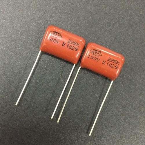 10pcs CBB capacitor 225 100V 225K 2.2uF 2200nF P15 CL21 Metallized Polypropylene Film Capacitor