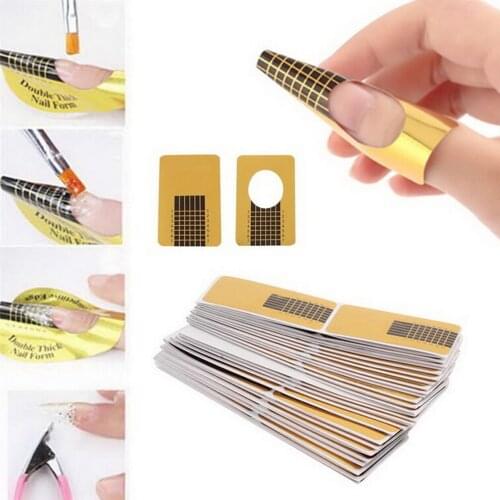 100Pcs Professional Acrylic Gel Nail Art Form Guide Sticker Extension Nail Polish Curl Tips Tools For Women