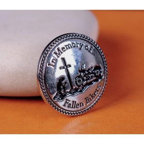 10X 30MM SILVER BIKER MOTORCYCLE CONCHOS IN MEMORY OF FALLEN BIKERS SCREW BACK