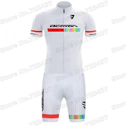 2021 White BERRIA Cycling Skinsuit Goodbik Race Bodysuit Road Bike Jersey Set Cycling Clothing Rompers Jumpsuit Triathlon Suit