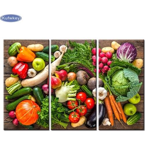 3pcs/set,Still Life Vegetables Fruits picture,DIY Diamond Embroidery,diamond mosaic,diamond painting cross stitch decor gifts