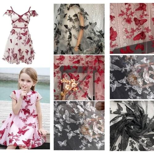 50*150 cm 3D Butterfly soft Mesh Lace Fabric girls wedding dress Lace Trim Tulle Costume Sewing Materials DIY Clothes materials