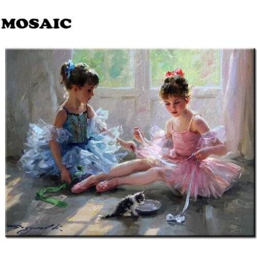 5D Diy Diamond Painting Full resin square Round Drill Diamond Embroidery sale girl ballet dancer 3d painting by numbers decor