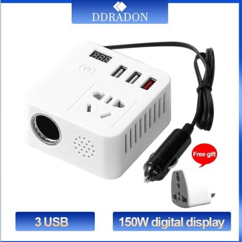DDRADON 150W Car Power Inverter 12V to 220V Digital Converter Auto Charger Converter Adapter Modified Sine Wave Universal Socket