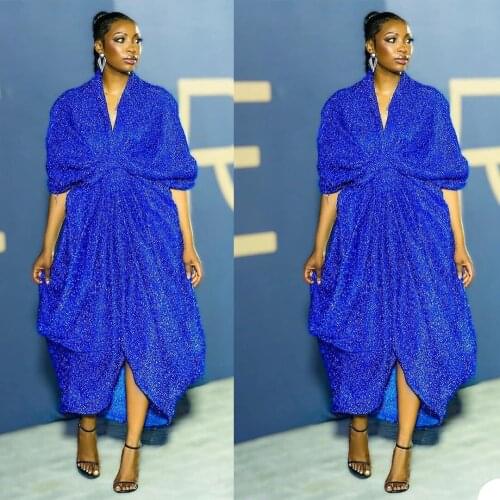 Sequined Royal Blue Mother of the Bride Dresses Glitter V Neck Short Sleeve Plus Size Mothers Dress Wedding Formal Guest Wear