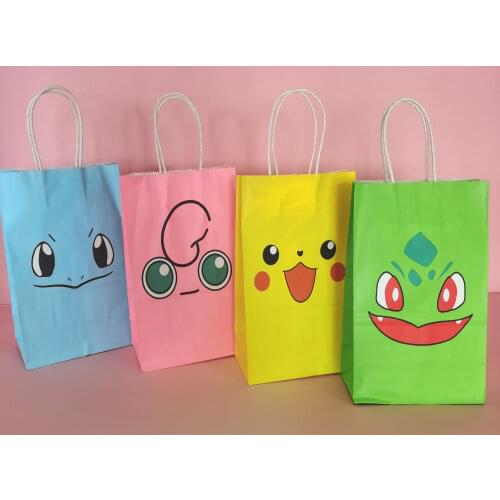 Pokemon Pikachu Paper Bag Anime action figureJenny Turtle Hand-held Gift Bag Party Gift Bag Halloween Candy Bag Birthday Gifts