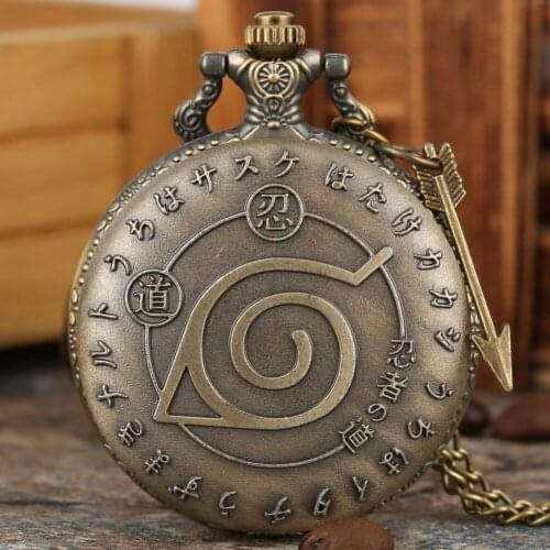 Chinese Words Antique Bronze Full Hunter Quartz Pocket Watch Retro Steampunk Pendant Clock Souvenir Vintage Clock with Accessory