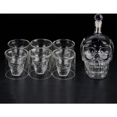 Skull Vodka Head Bottles 4 sizes Empty Clear Creative Gothic Wine Vodka Beer Whiskey