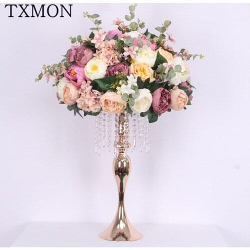 Customized artificial rose fake flower arrangement wedding arch decoration silk peony road lead flowers home party decorations