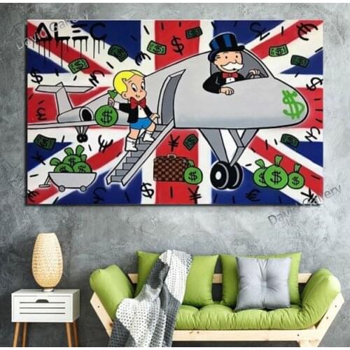 Home Decoration graffiti popular art Mike Mozart Unclehand painted Richie Rich Canvas Painting Pictures Wall Art For Room