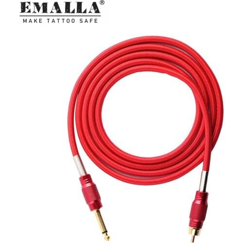 EMALLA 1PCS Red Silicone Tattoo Clip Cords RCA Clip Cord Tattoo Machine Tattoo Power Supply Tattoo Wire Supplies Free Shipping