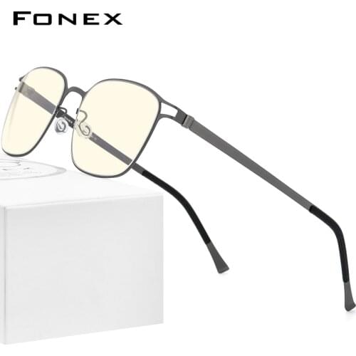 FONEX Anti Blue Light Blocking Eyeglasses Women 2020 New Square UV Rays Filter Computer Gaming Glasses Screwless Eyewear FAB020