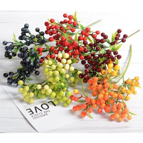 Mini Artificial Berries Flower Christmas Fruit Fake Berry and Small Foam Flowers Decoration Wedding Home Table Plant Arrangment