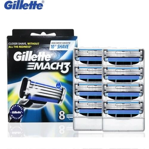 Gillette Mach 3 Shaving Razor Blades For Men Face Care Manual Shaver Straight Razor Blades 8 Refills