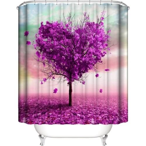 Best Selling Flower and Flamingo Pattern Nordic Style Shower Set Hook Natural Landscape Home Decoration Bathroom Curtain