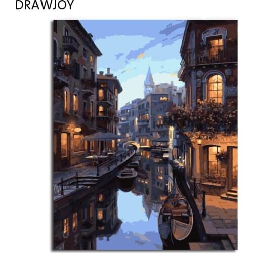 DRAWJOY Framed Pictures DIY Painting By Numbers Landscape Wall Art Painting On Canvas and Painted Home Decor