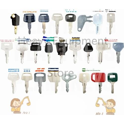 Excavator 25 Key Master Set for Caterpillar Hitachi Kobelco Komatsu Kubota Mustang New