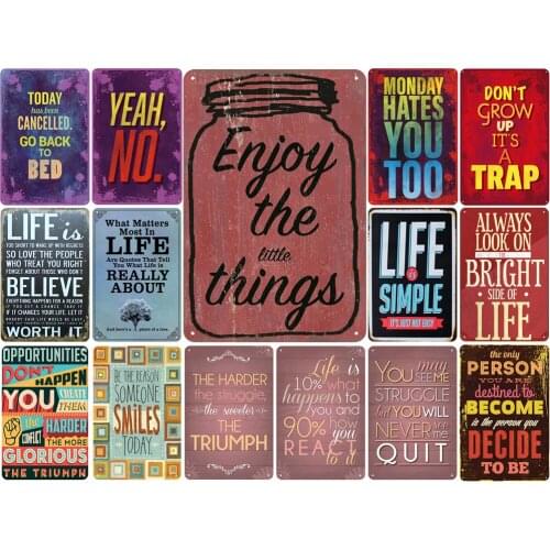 Enjoy The Little Things Life Is Simple Vintage Metal Signs Its Just Not Easy Shabby Chic Bar Decoration Art Wall Poster