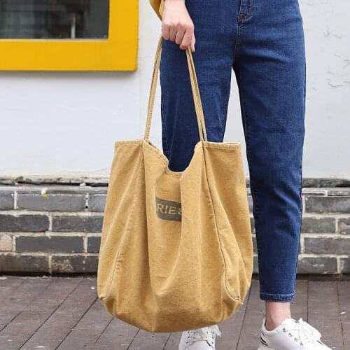 New Retro Womens Shoulder Bag Simple Solid Color Small Fresh Canvas Bag Literary Womens Large Capacity Travel Beach Bags