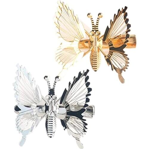 Amazing 2Pcs Vintage Butterfly Hair Clips Hollow Geometric Hair Pin Barrette Hairgrip Styling Tools for Women and Girls New #E