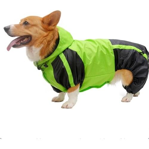 Corgi Dog Clothes Jumpsuit Waterproof Clothing Pembroke Welsh Corgi Dog Raincoat Hooded Rain Jacket Dropship Pet Outfit