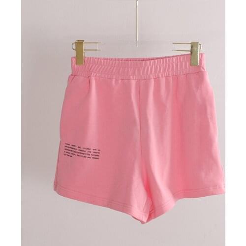 Solid Baggy Sports Women Shorts Letter Print Elastic Waist Drawstring Joggers Summer New 100% Cotton Couple Casual Streetwear