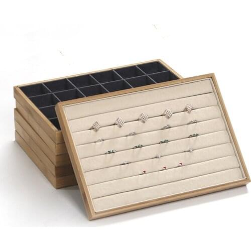 New Bamboo Wood Jewelry Display Tray Ring Earring Bracelet Holder Case Necklace Pendants Organizer Jewelry Storage Tray Box