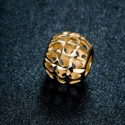 Pure 18K Rose Gold Pendant Women Hollow Ball Necklace Pendant Lucky Beads