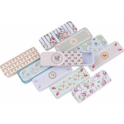 1PC Portable Tin Boxs Container Slide Cover Mini Iron Box Storage Box Wedding Jewelry Pill Cases Portable Tin Boxs Container