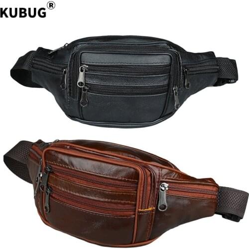 KUBUG Waist Packs Business Leather Purse Cowhide Travel Shouler Bag Outdoor Sports Running Cross-body Bags Storage Bags
