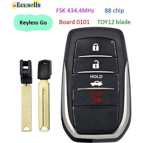 3+1 Button Keyless-Go Remote Key FSK 434.4MHz 88 CHIP for Toyota TOY12 Board 0101