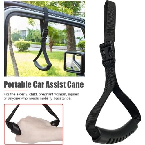 Car Grab Handle Adjustable Standing Aid Safety Handle Vehicle Support Portable Nylon Grip Handle Car Assist Device Black
