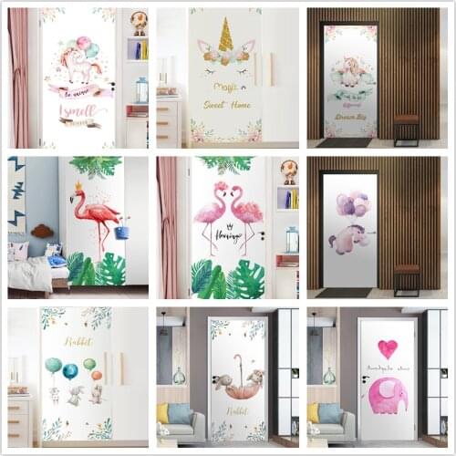Flamingo Self-adhesive PVC Wallpaper Cute Cartoon Animal Refrigerator Door sticker Home Decoration Waterproof Poster Mural Decal