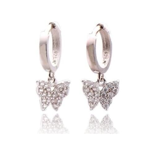 925 Sterling Earrings with Zircon Stone and Butterfly Design