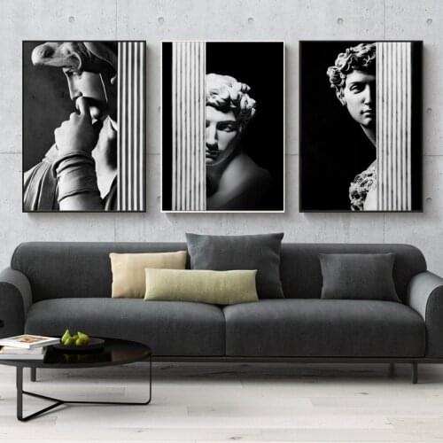 David Statue Sculpture Art Canvas Print Painting Black And White Figure Wall Picture Living Room Home Decoration Poster