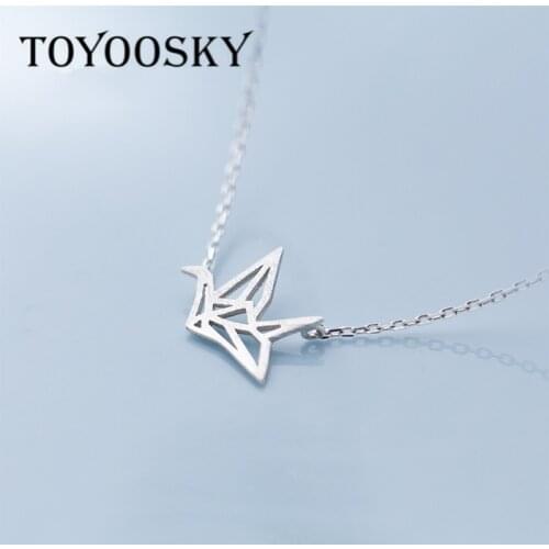Ethnic Cute Hollow Thousand Paper Crane Choker Pendant Necklace Real 925 Sterling Silver Fine Jewelry For Women Party Accessorie