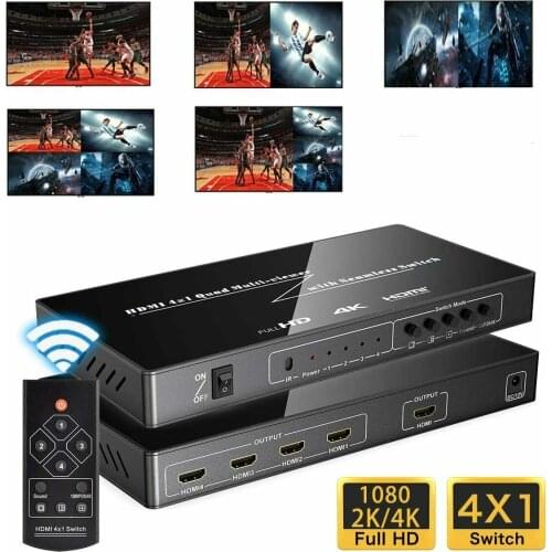 4X1 HDMI Multi-viewer HDMI Quad Screen Real Time Multiviewer with HDMI seamless Switcher function TV Wall Controller Support 4K