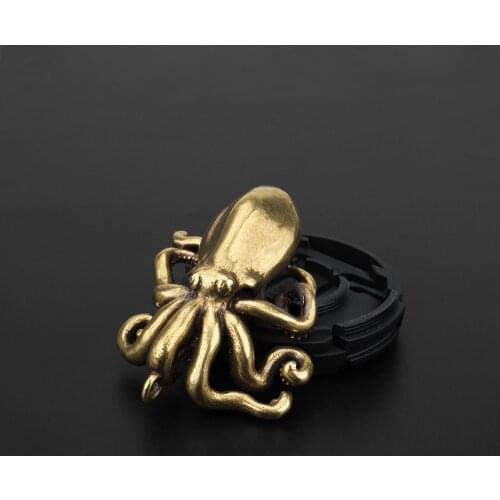 Vintage Octopus Brass Beads Copper Paracord Bracelet Accessories DIY Squid Keychain Accessories