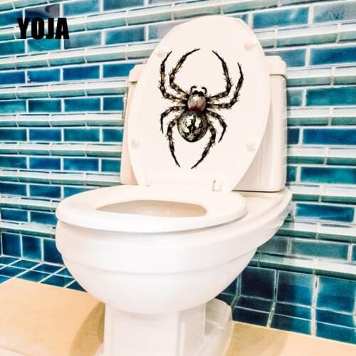YOJA 16X22.6CM Modern Art Living Room Home Decor Wall Sticker Toilet Decal Cartoon Funny Spider T5-1253