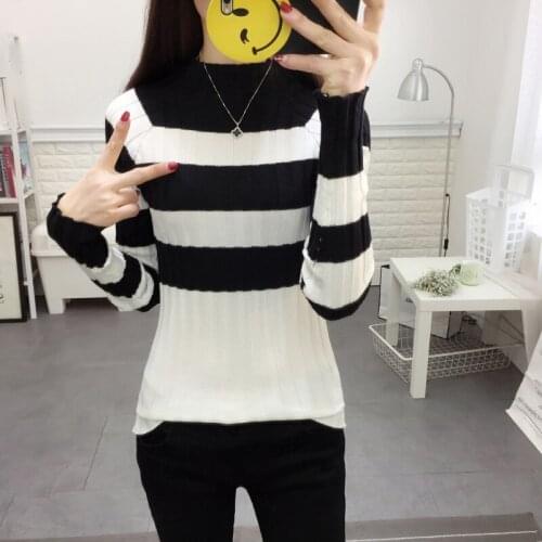 Women Casual Spring Autumn Striped Sweaters 2018 Fashion Knitted Pullovers Sweaters Top Lace Collar Female Winter Clothes