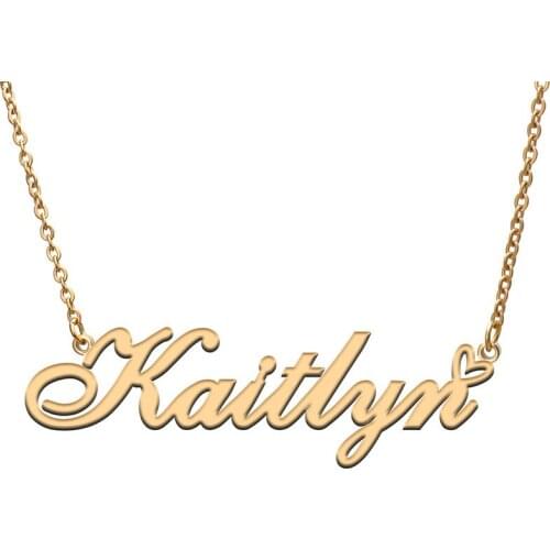 Love Heart Kaitlyn Name Necklace for Women Stainless Steel Gold & Silver Nameplate Pendant Femme Mother Child Girls Gift