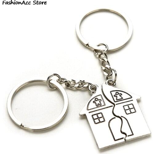1pair New Couple I LOVE YOU Lovers Keychain Warm House Type Couple Key Chain Souvenirs Valentines Day Gift Built With Love Home