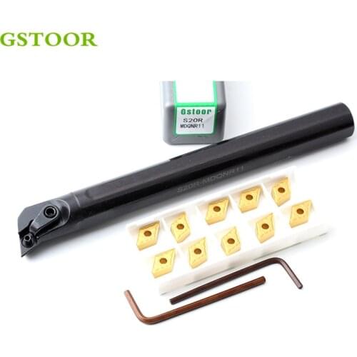 10PCS DNMG110404 DNMG110408 GG20 Carbide Inserts with S20R-MDQNR11 S20R-MDQNL11 Turning Tool Holder Set